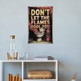 thumbnail image 4 of Funny DON’T LET THE FLAMES FOOL YOU Retro Print Smoking Toilet And Fire Extinguisher Bathroom Poster Vintage Textured Art Print Poster, 4 of 8