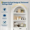 thumbnail image 3 of 72 Inch Tall Arched Cabinet 5-Tier Bookshelf with Double Doors Adjustable Shelf Wooden Bookcase for Living Room Bedroom Office, White, 3 of 8