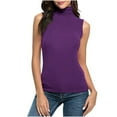 thumbnail image 2 of WonderWiz Women Sleeveless Mock Turtleneck Tank Tops Slim Fit Stretchy Layer Tee Shirts Purple S, 2 of 5