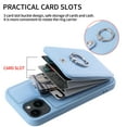 thumbnail image 4 of Accordion Wallet Case for iPhone 14 with Rotatable Ring Holder Kickstand, RFID Blocking Card Slots Finger Grip Ring PU Leather Shockproof Purse Cover for iPhone 14, Skyblue, 4 of 7