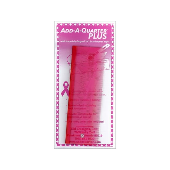 AAQP6 PINK CM DESIGNS RULER 6 ADD-A-QUARTER PLUS PINK