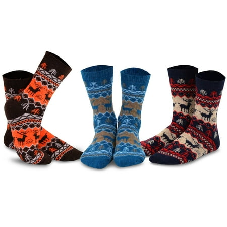 

TeeHee Fashion Wool Boot Crew Socks for Women and Men 3-Pair Pack (Women-Deer)