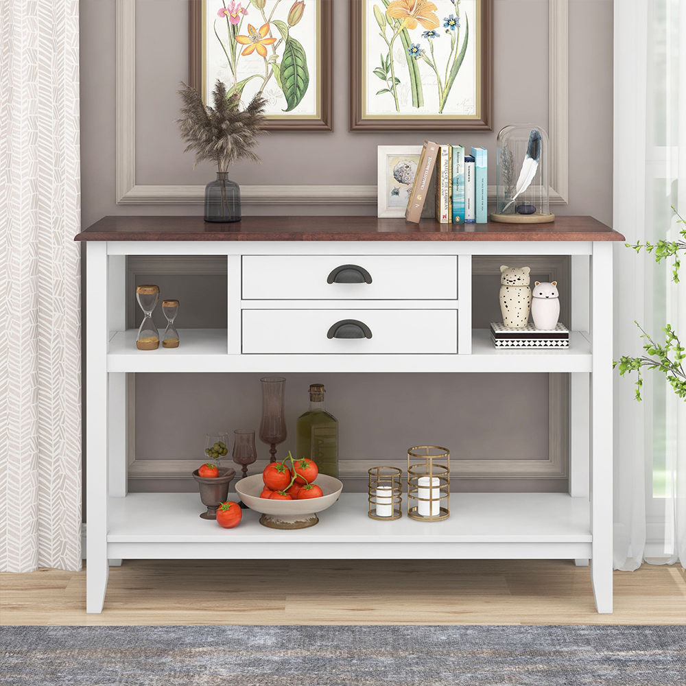 Console Table with Drawers, KAMIDA Modern Console Table with 2 Drawers