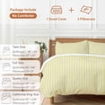 thumbnail image 6 of 3 Piece Yellow Striped Duvet Cover Set Full Size,Microfiber Comforter/Quilt Cover with Corner Ties and 2 Pillowcases,Modern Simple Farmhouse Beige Vintage All Season Soft Bedding with Zipper Closure, 6 of 8