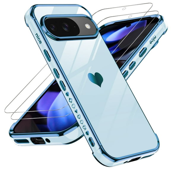 LeYi for Google Pixel 9 Pro XL Case, with 2Pcs Tempered Glass Screen Protector, Sierra Blue