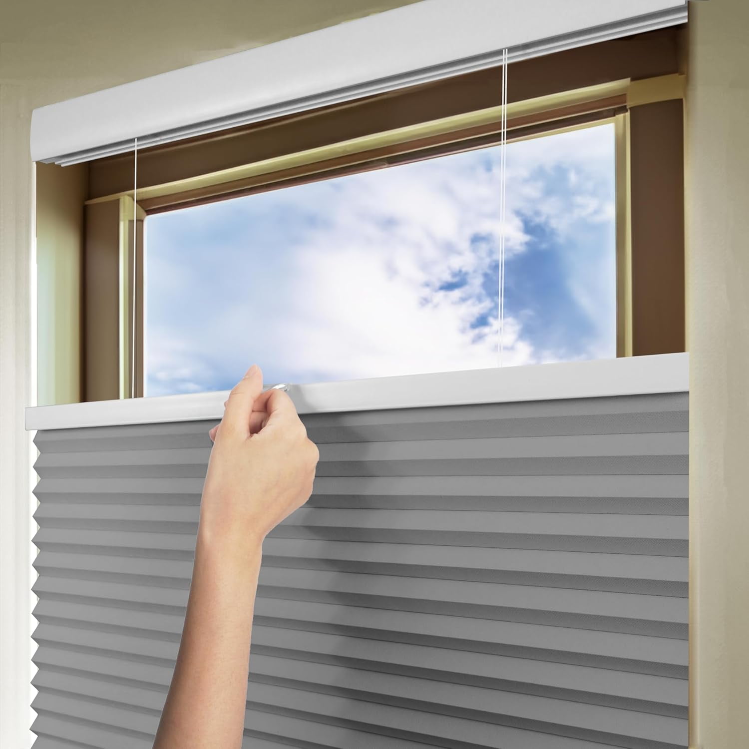 Chicology Grey Blackout Cordless Top Down Bottom Up Cellular Shades 32.5 in. W x 48 in. L