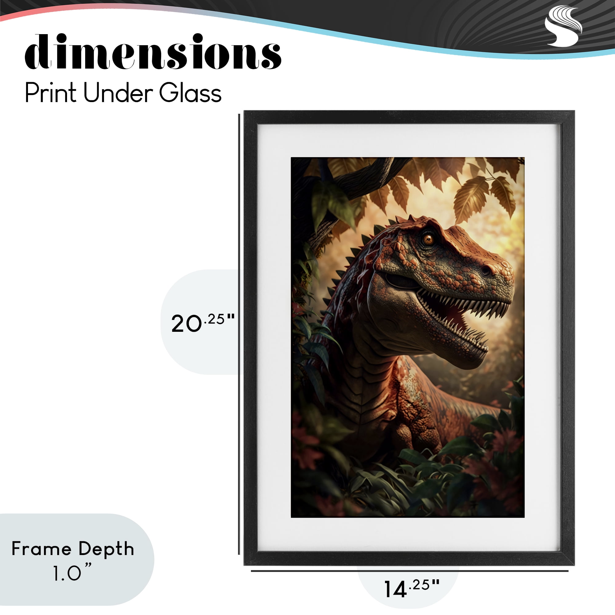 Stupell Industries Jungle Raptor with Ancient Foliage Black Framed Print Under Glass, design by Creative Studio