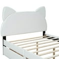 thumbnail image 5 of Full Size Upholstered Platform Bed In White With Cartoon Ears Headboard & Storage Drawers - Wood, Easy Assembly, No Box Spring 2 And Cute Needed, Bedroom Neat, 5 of 7