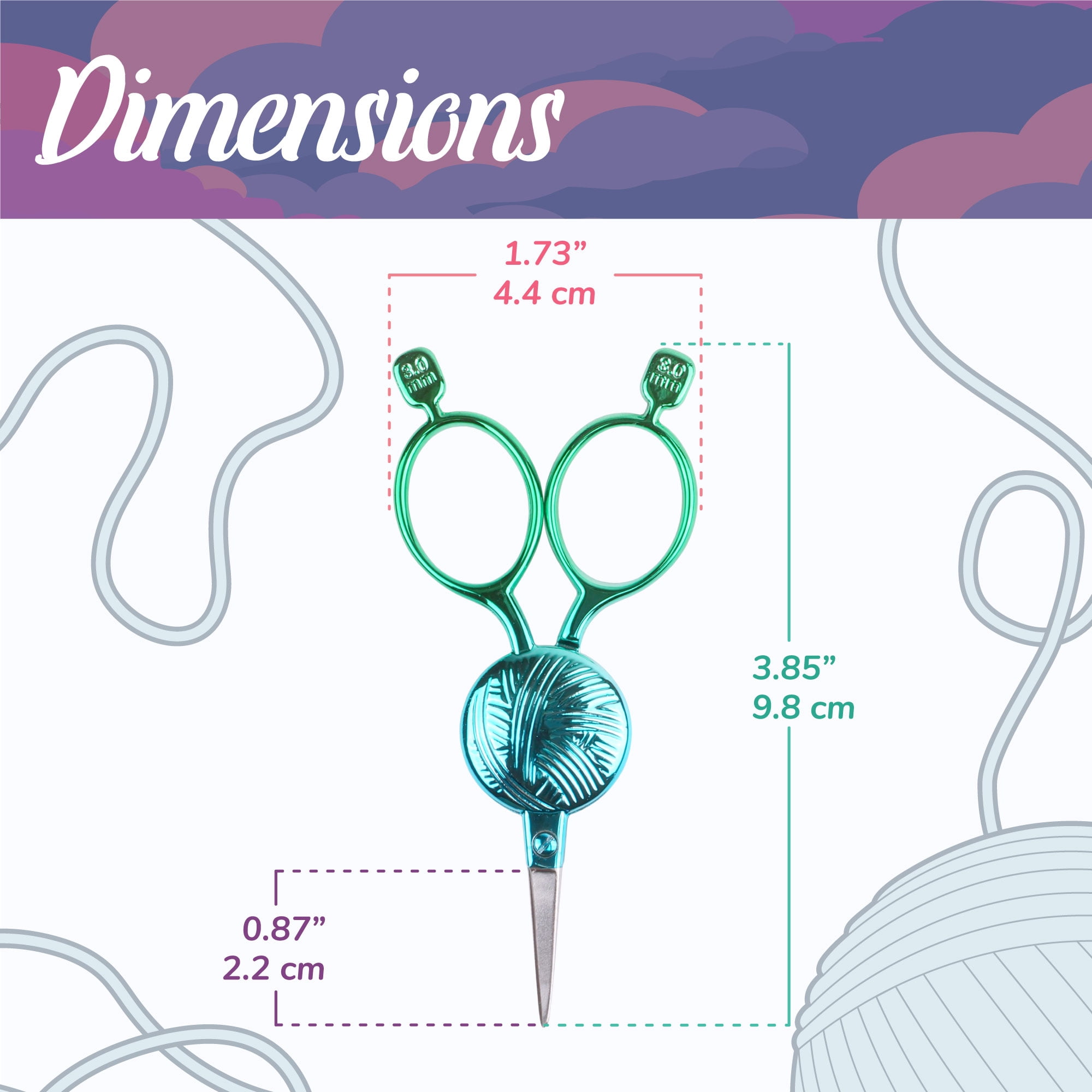 Yarn Ball Embroidery Scissors - Mint - 3 Scissors