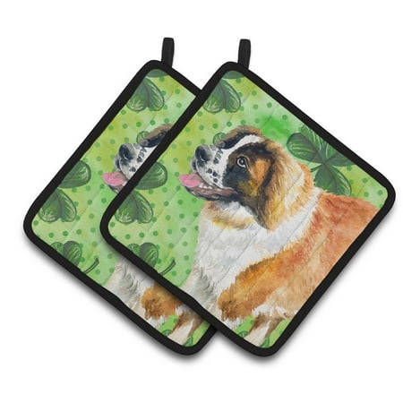 

Caroline s Treasures Saint Bernard St Patrick s Pair of Pot Holders