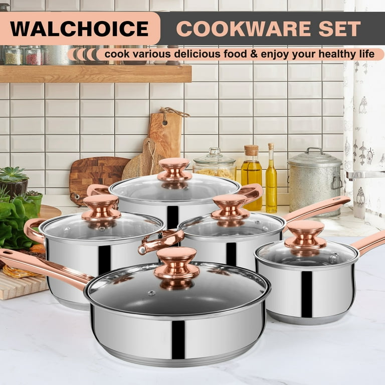 Walchoice 13-Piece Stainless Steel Cookware Set, Pots and Pans