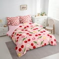 thumbnail image 3 of jejeloiu Cute Cherry 7pcs Bedding Comforter Set,Cartoon Flower Floral Queen Bedding Sets,Red Green Pink Queen Sheet Sets For Girls,Ultra Soft Home Decor Reversible, 3 of 8