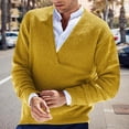 thumbnail image 2 of MIASHUI Men's Fall Winter Pullover V-Neck Solid Color Cardigan Knit Shirt Jacket Long Sleeve Comfort Yellow,L, 2 of 5