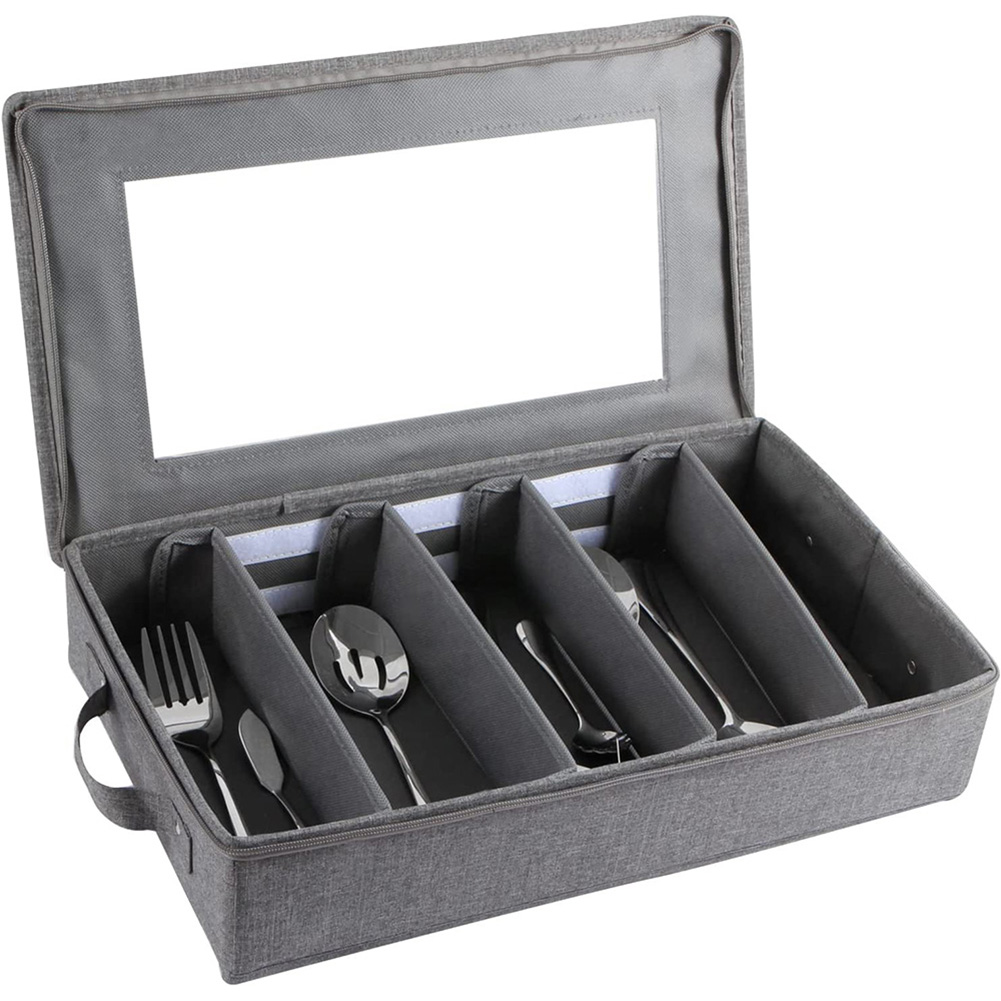 Flatware Utensil Storage Case, Silverware Storage Box Chest With