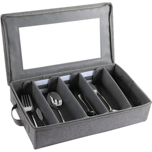 Flatware Utensil Storage Case, Silverware Storage Box Chest With
