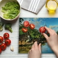 thumbnail image 3 of East Cutting Board, View of the Tropical Jungle River at the Beach of Masoala National Park in Madagascar, Decorative Tempered Glass Cutting and Serving Board, Large Size, Multicolor, by Ambesonne, 3 of 5