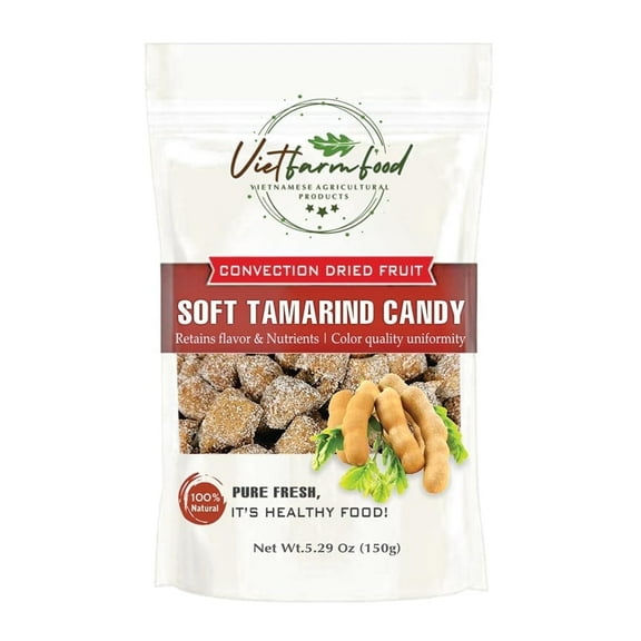 SOFT TAMARIND CANDY 5.29oz (150g) VIETFARMFOOD: Convection dried fruit with a little sugar, salt, natural sweetness, soft when chewed. Suitable for snack, healthy dessert for all ages