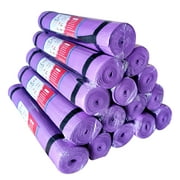 12 Purple Yoga Mats Bulk Pack For Kids PE Classrooms Adults - Non Slip SGS Metal Lead Latex Free Easy To Clean Exercise Mat For Stretching Fitness Multi Use Purpose Set - Carrying Strap