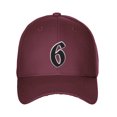 thumbnail image 2 of Daxton Structured Baseball Hat Cap Old English A to Z Letter Number Initial-Burgundy, Number 6, 2 of 4