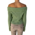 thumbnail image 4 of Seyurigaoka Slash Neck Off Shoulder Knitted Sweaters for Women Fall Winter Casual Pullovers Tops Solid Long Sleeve Jumpers Tops, 4 of 5