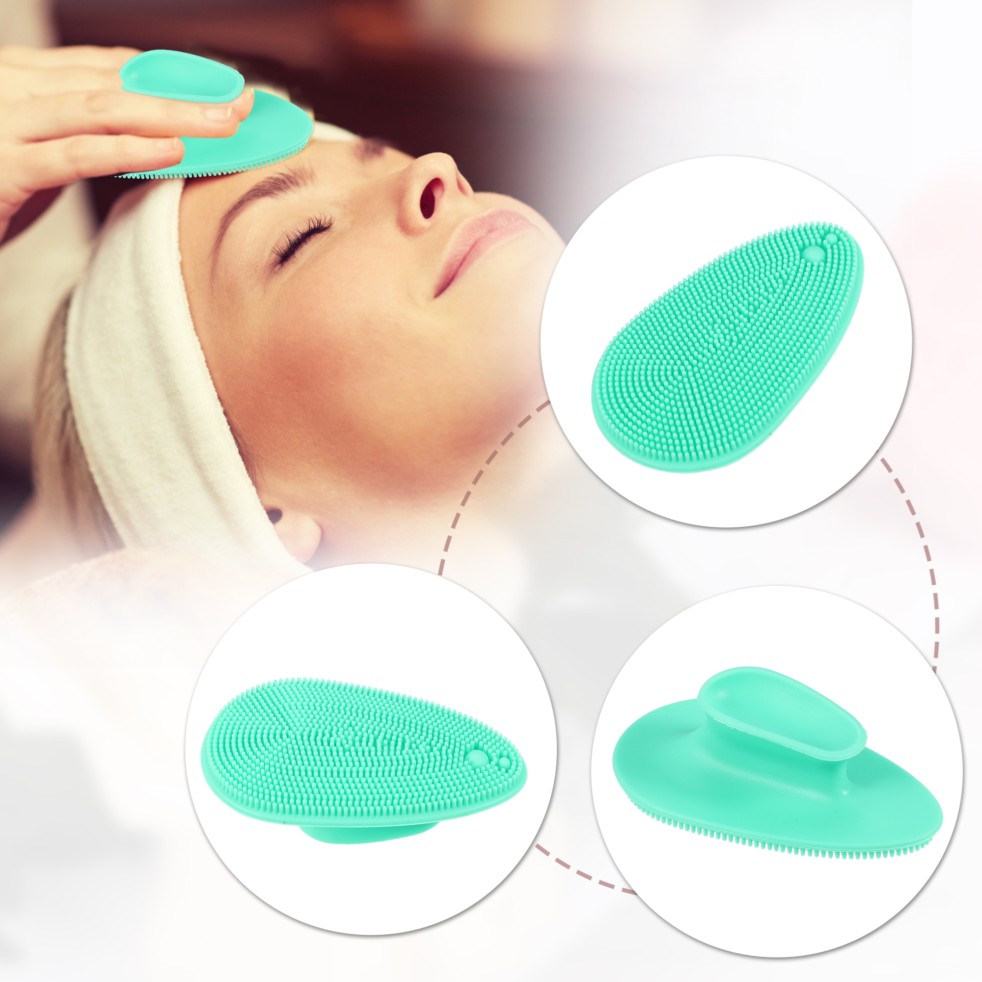 Unique Bargains Silicone Face Scrubber Exfoliator Cleansing Brush Green