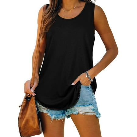 

lystmrge Anime Scrubs Beach Tops for Women plus Size Womens Running Shirts Women Summer Casual Sleeveless Tassel Fit Soft Shirt Tanks Top