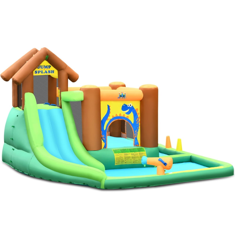 Aimee Lii Inflatable Waterslide Bounce House Climbing Wall without Blower, Playhouse for Kids Outdoor