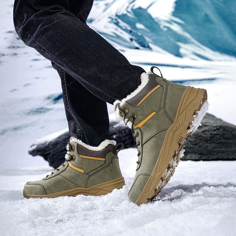 MeMoride Mens Snow Boots Waterproof Warm Faux Fur Lined  display picture 1