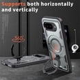 thumbnail image 5 of For Google Pixel 9a Case With Invisible Magnetic O-Ring Stand Shockproof Phone Case,Grey,For Google Pixel 9a, 5 of 5