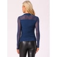 thumbnail image 3 of DARING DIVA Women's Sheer Panel with Side Shirring Mesh Top S Dark Blue, 3 of 6