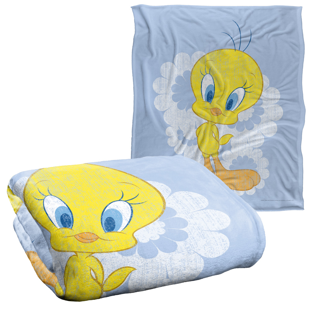 Copriletto Looney Tunes Silky Touch Morbido 152x127 Cm - Plaid In Microfibra Con Tua, Titti E Silvestro, Decorazione Camera Letto Per Bambini E Ragazzi
