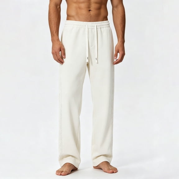 DayScoop Mens Plus Size Pants Summer Trousers Fashion Casual Sagging Loose Straight Leg Wide Leg Cool Sports Full Length Pants
