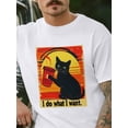 thumbnail image 2 of Cute Black Cat Mens T-Shirts,Short Sleeve T Shirts for Men Crew Neck Tee I Do What I Want Words Men's T-Shirts, 2 of 8