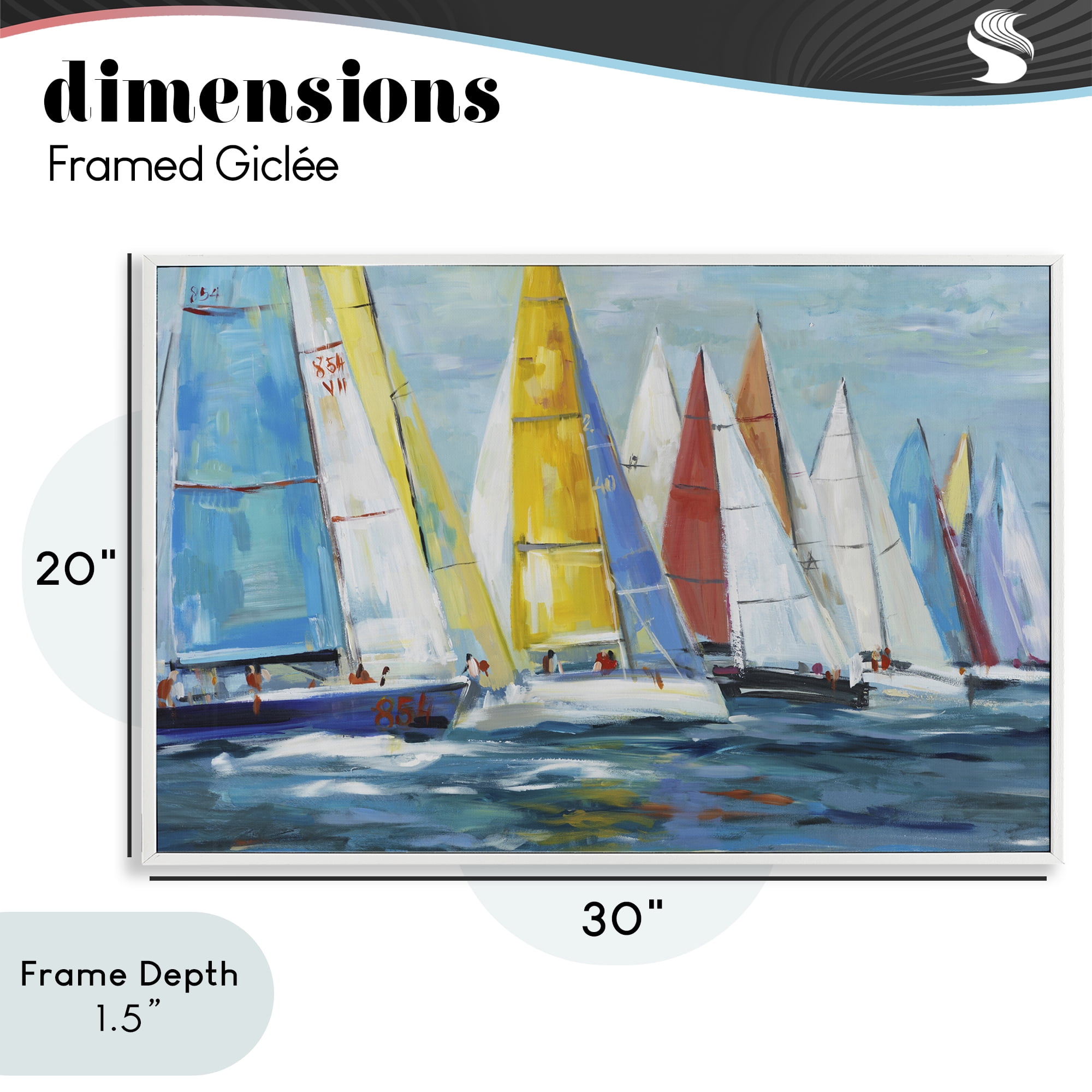 Stupell Industries Colorful Sails Coastal Scene White Framed Giclee Art, design by Lorenzo Collective