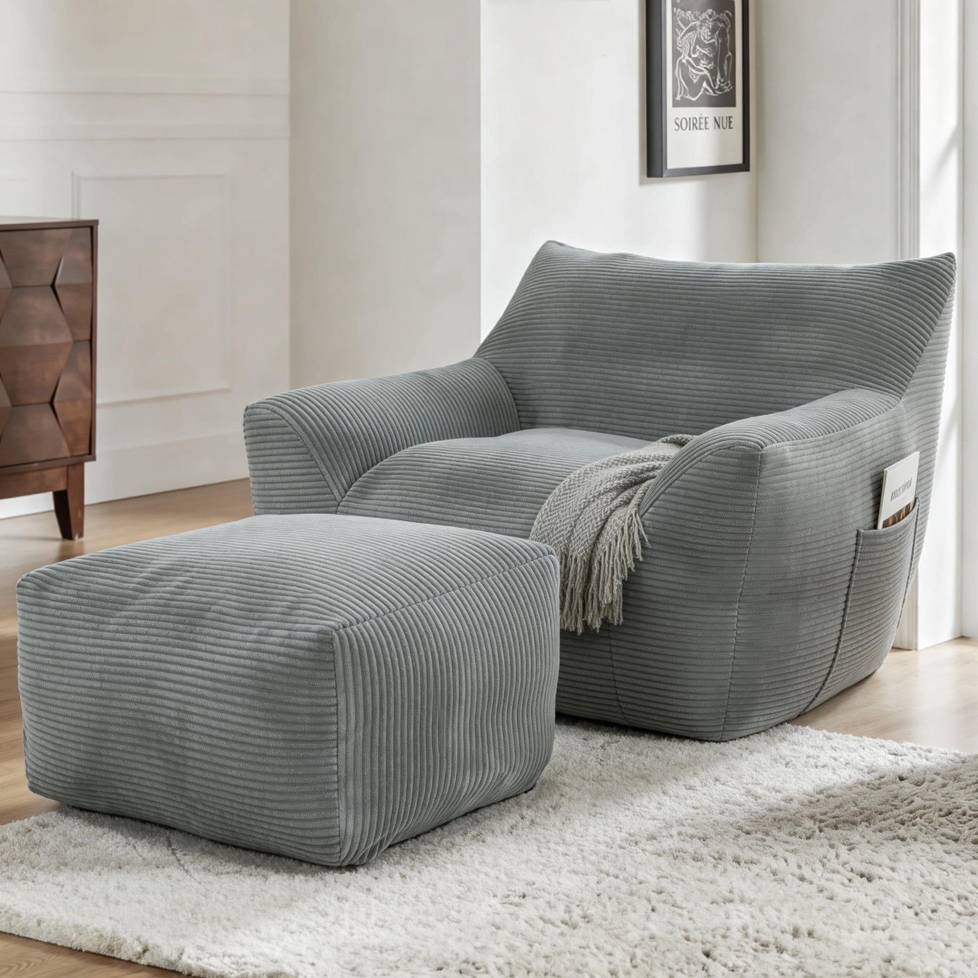 Bean Bag Chair for Adults, Oversized Comfy Beanbag Living Room Lazy Sofa for Bedroom & Dorm