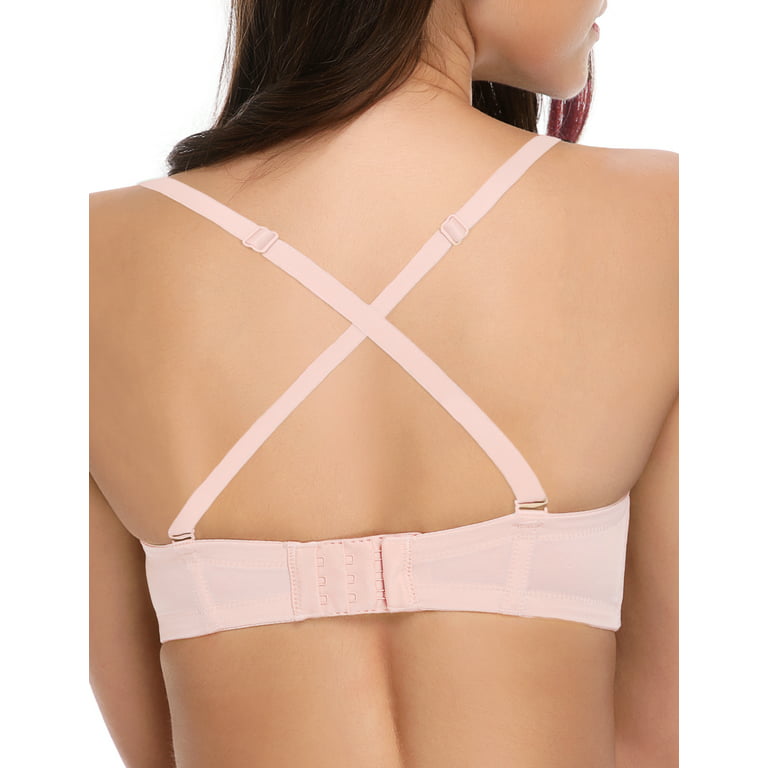 Wingslove Women's Strapless Plus Size Full Figure Bra Underwire Multiway  Contour Bra,Pink 40D