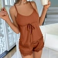 thumbnail image 2 of Tnhcen Women's Lace Trim Pajama Set - Soft Spaghetti Strap Cami Top with Adjustable Elastic Waistband Shorts with Delicate Lace Hem Comfortable Stretch Sleepwear S-3XL, 2 of 4