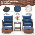 thumbnail image 6 of AVAWING 5PCS Outdoor Rattan Furniture Set, Patio Wicker Conversation Bistro Set for 2 People, Blue, 6 of 7