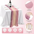 thumbnail image 4 of Cheesecloth Table Runner Long Boho Rustic Long Tie Dye Table Runner Wrinkle Gauze Table Decorations for Wedding Bridal Birthday Party Dinner, 4 of 7