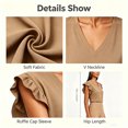 thumbnail image 2 of Fancifize Women's Ruffle Cap Sleeve Shirts Summer Casual V Neck Striped Tees Trendy Color Block Tops, 2 of 7