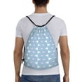 thumbnail image 3 of Drawstring Backpack, Men Ladies Waterproof Sports Backpack Gym Bag-Blue Fabric Art Pattern-Medium Size, 3 of 8