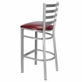 thumbnail image 5 of Ladder Back Bar Stool with Silver Frame and Burgundy Vinyl Seat by Chivari, 5 of 13