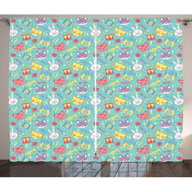 Nursery Curtains 2 Panels Set, Kids Children Kindergarten Concept of