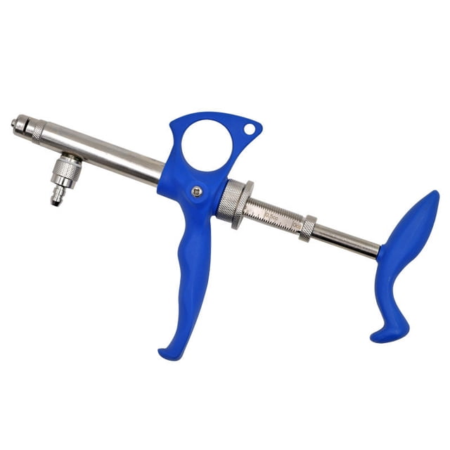 Jeringa de ganado de 5 ml, jeringa semiautomática ajustable de dosis, jeringa de ganado continuo para líquido de aves de corral de cabras