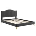 thumbnail image 3 of Modway Juniper Channel Tufted Performance Velvet Twin Platform Bed in Charcoal, 3 of 10