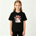 thumbnail image 2 of Cute Girl With Puppy Dog Girls Graphic Tee, Sweet Pink Hearts 100% Cotton Kids Short Sleeve T-Shirt 4-13Y, 2 of 5