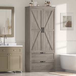 70.3" Tall Bathroom Storage Cabinet with 2 Drawers