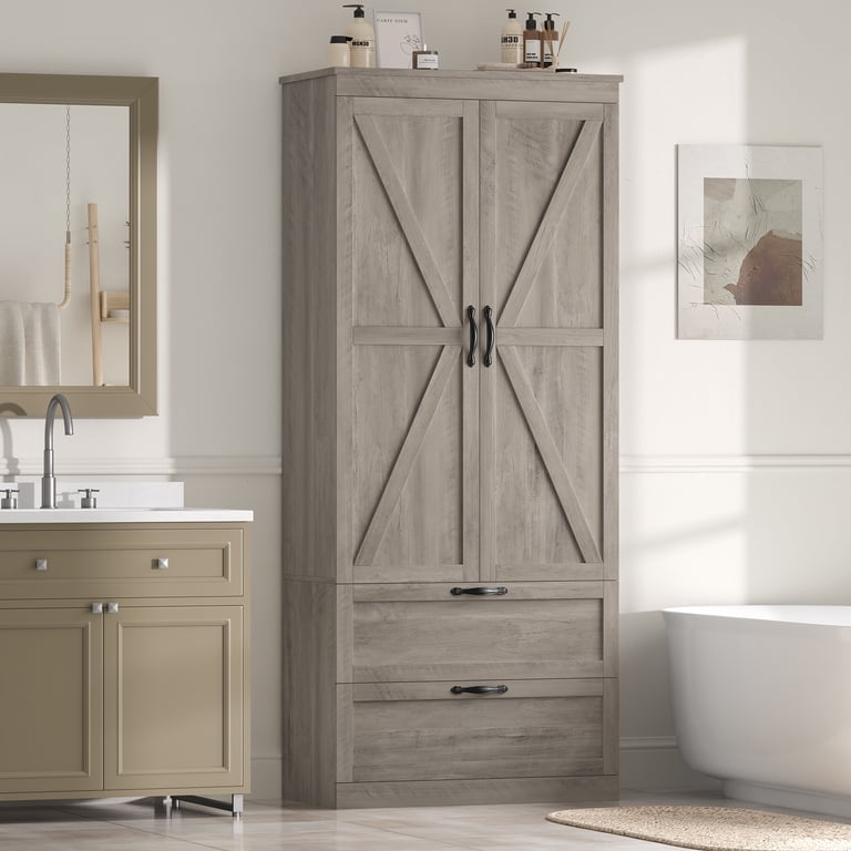 70.3" Tall Bathroom Storage Cabinet with 2 Drawers photo 1
