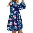 thumbnail image 5 of Babysbule Summer Women Dresses Women Summer Casual Dress V-Neck Floral Print Long Sleeve Knee-Length Dress, 5 of 8
