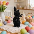 thumbnail image 4 of Easter Bunny Decorations Flocking Bunny Statue Miniature Rabbit Figurine Housewarming Gift Rabbit Desktop Ornament For Easter Home Desktop Table Decor - Yellow 8.5"X3.5"X3.1", 4 of 6
